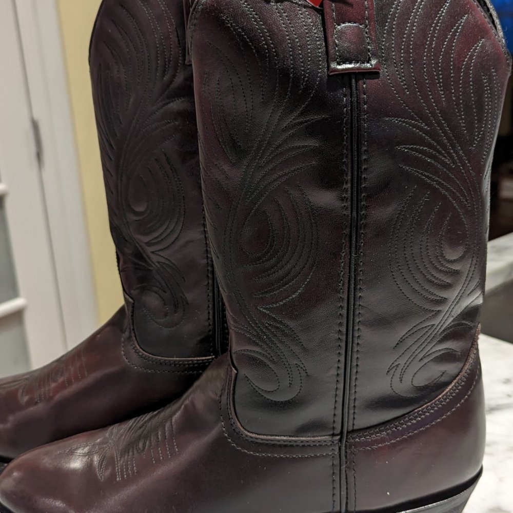 NEW Masterson Black Cherry Leather Cowboy Western Boots RB875 Men's US Size 9 EW